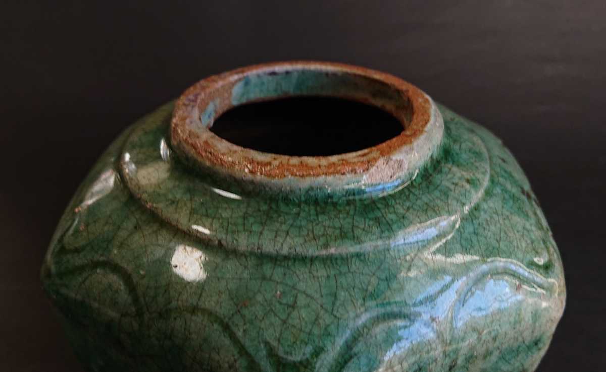 花瓶■清朝緑釉六角茶壷 石湾窯 宜興窯 浮彫紋窓絵花唐草 古玩 時代物 骨董品■ 中国 陶磁 やきもの 緑釉 六角壺 石湾窯 宜興窯 浮彫紋窓絵 書の入札