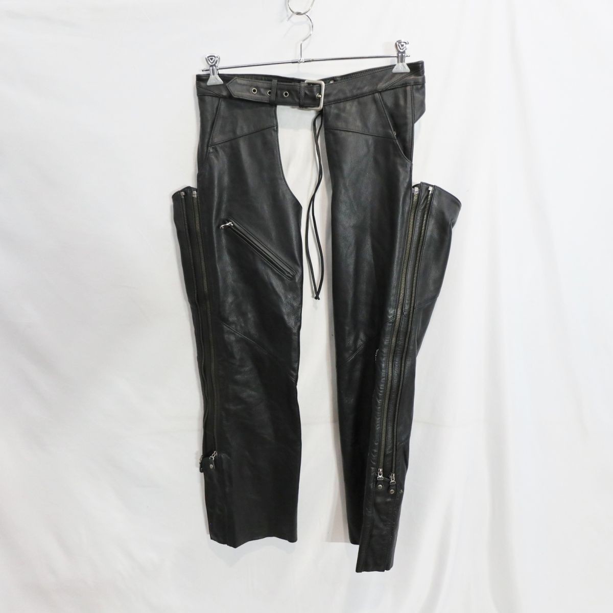 ■HARLEY DAVIDSON ハーレーダビッドソン チャップス バイカーパンツ ツーリング モーターサイクル 黒 ブラック (L) 中古 古着 M1416