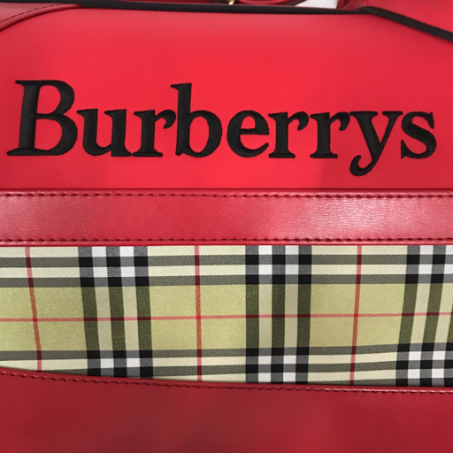 ノバチェック BURBERRY レッド ハンドバッグ キャンバス バーバリー