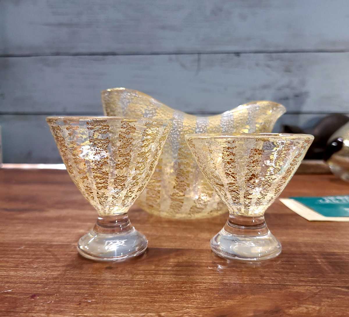 美品☆北洋硝子 津軽びいどろ 作家物 酒器 グラス ポット 3点セット 