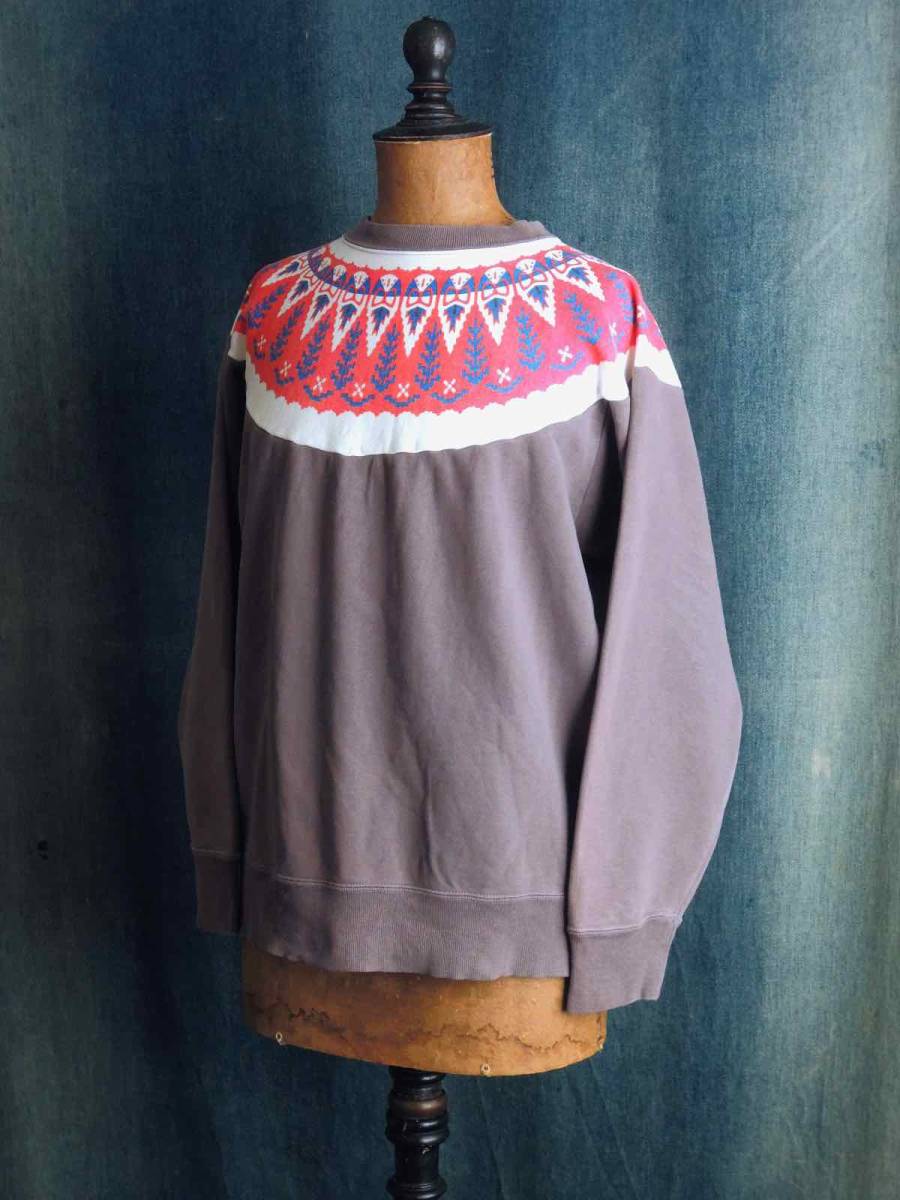 60sビンテージ1960年代USA雪柄ツートン切り返しスウェットシャツ紺白赤 