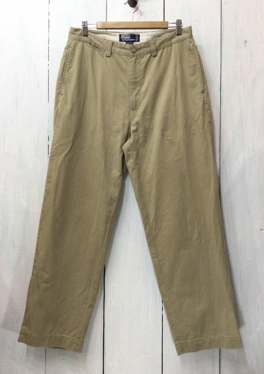 Polo Ralph Lauren ポロラルフローレン メキシコ製 コットンパンツ チノパン 33×30 メンズL〜 ベージュ系