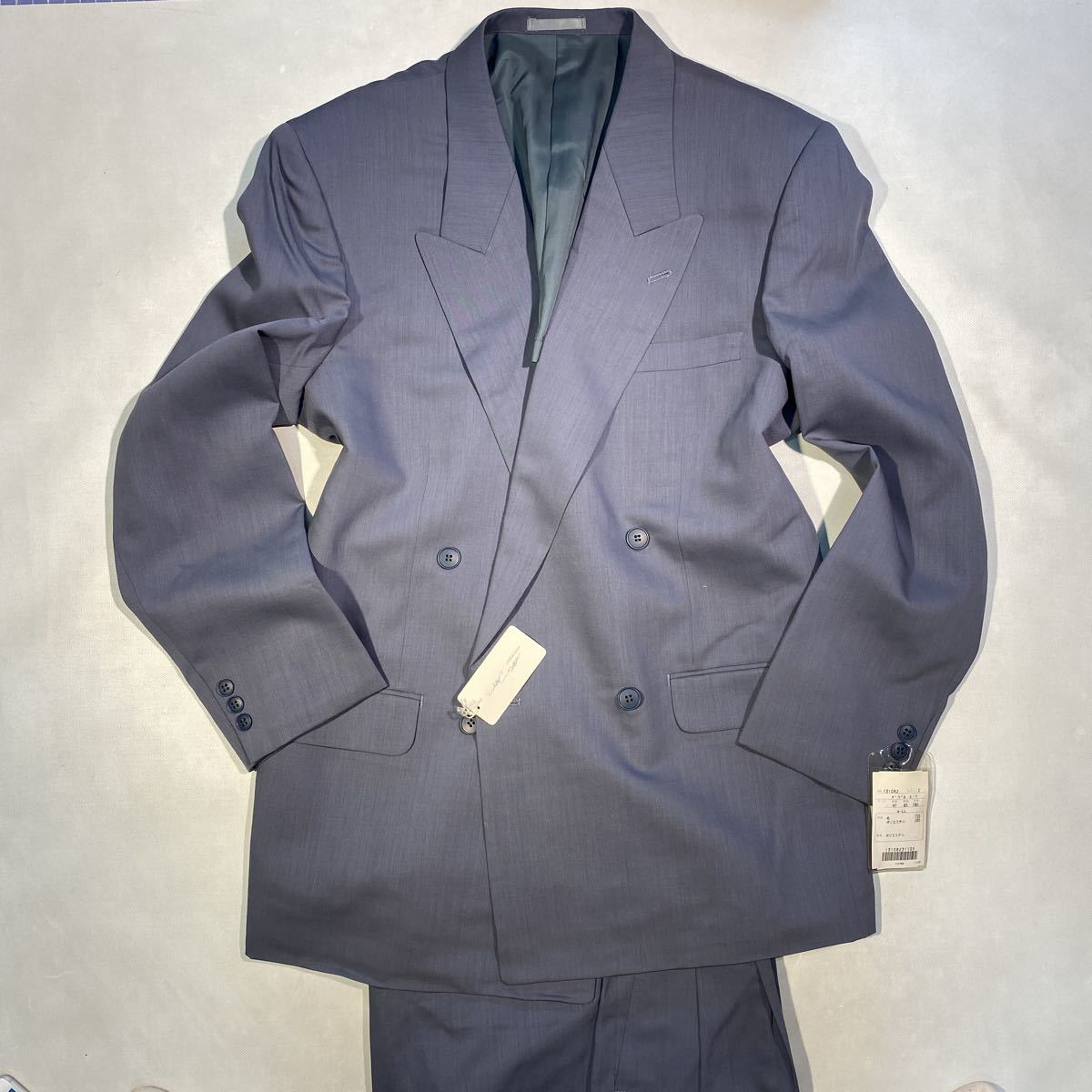 新品タグ付き高級virilita curzz 激安　ダブルスーツセットアップ　ALLサイズA8 パープルカラー　ブルーラベンダー　織柄菅田将暉レアBTS