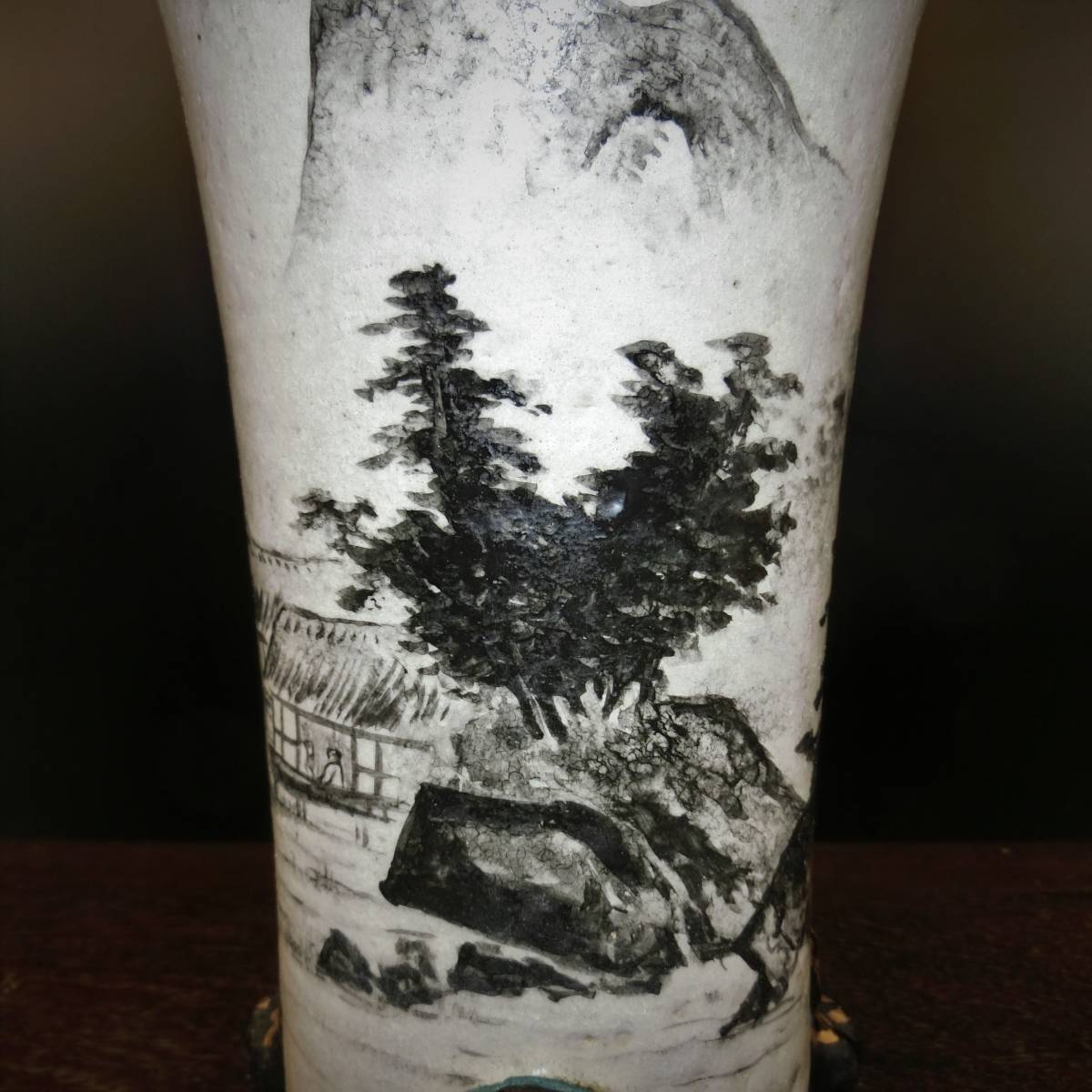 ☆京楽焼 白胴 蘭鉢 山水図 愛楽園　正三作☆ (春蘭 寒蘭 中国蘭 盆栽 盆器 植木鉢 花盆)_4