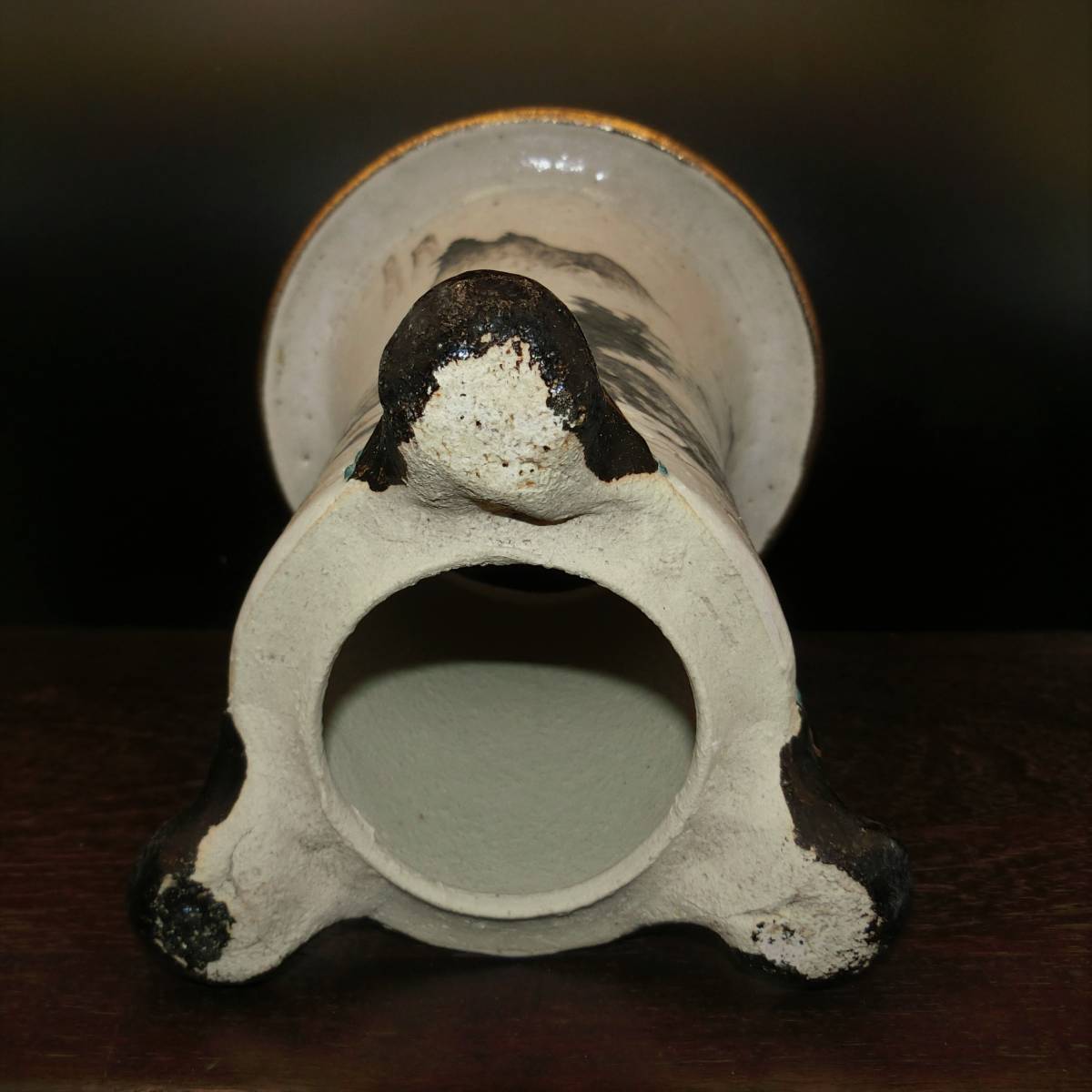 ☆京楽焼 白胴 蘭鉢 山水図 愛楽園　正三作☆ (春蘭 寒蘭 中国蘭 盆栽 盆器 植木鉢 花盆)_8