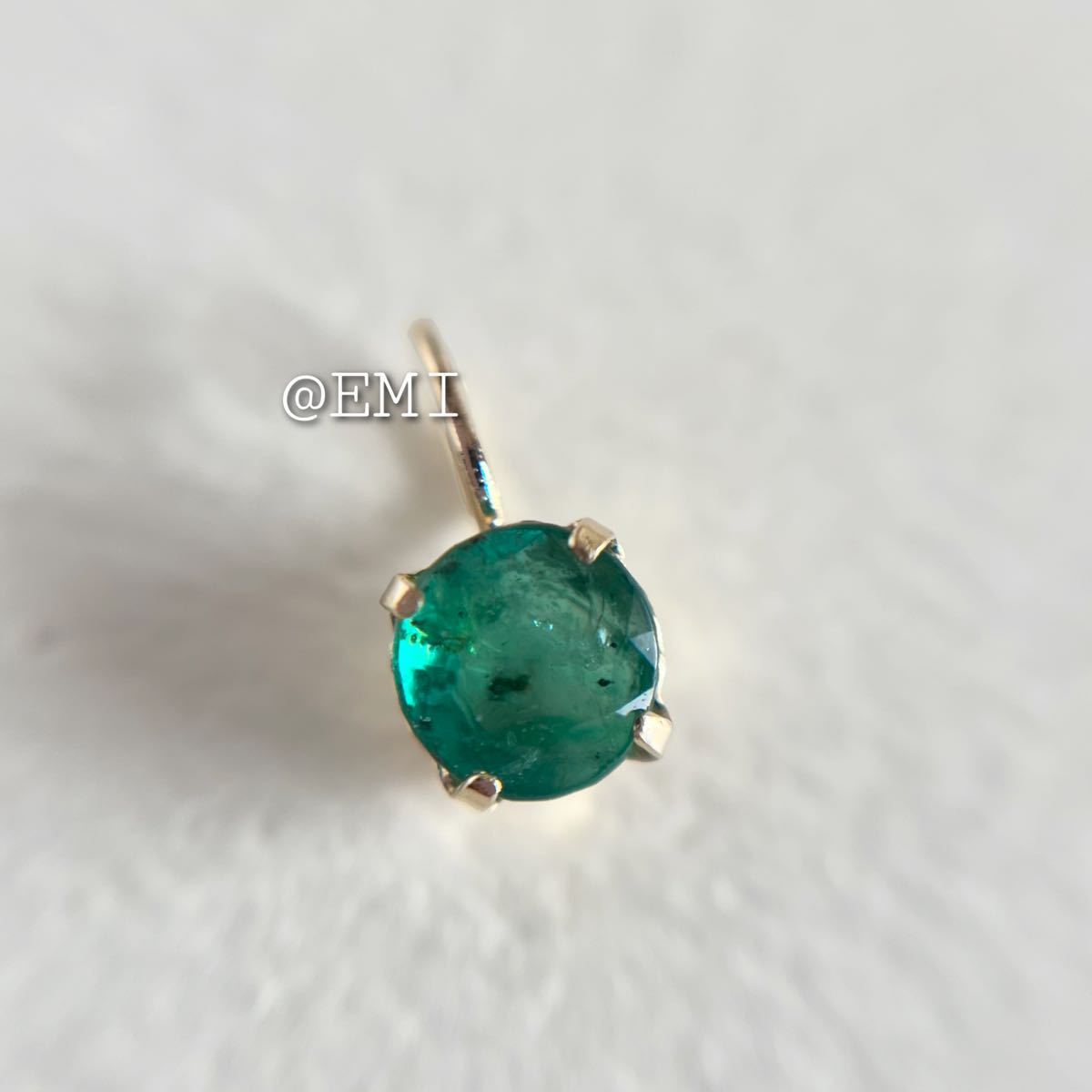 K18 天然石エメラルド ペンダントトップ ラウンド 18金 emerald ROUND