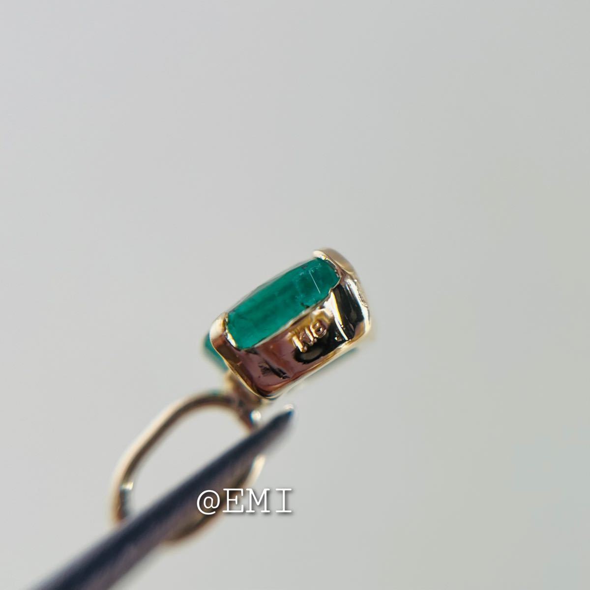 K18 天然石エメラルド ペンダントトップ ラウンド 18金 emerald ROUND