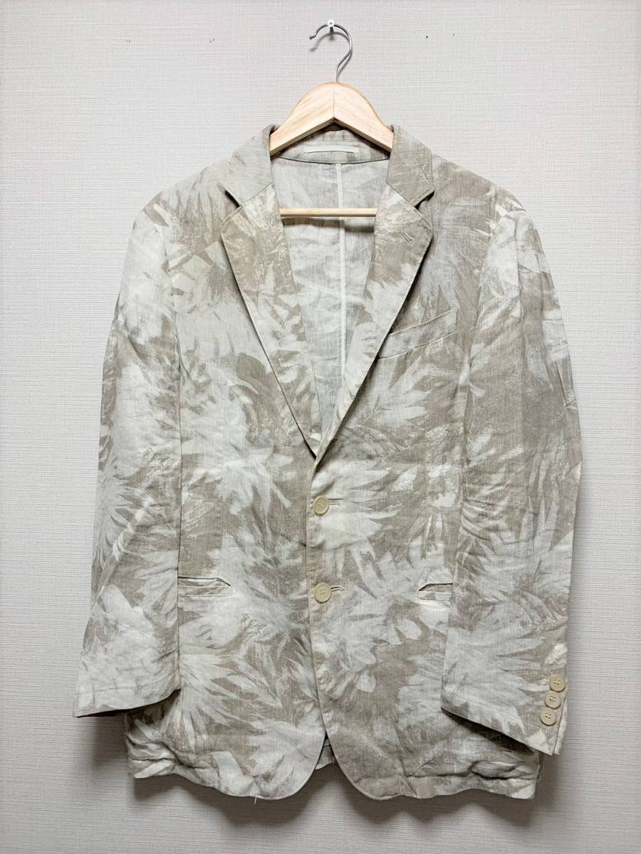 国内正規☆[ARMANI COLLEZIONI] ボタニカル リネンジャケット テーラード 48 ルーマニア製 アルマーニコレツィオーニ
