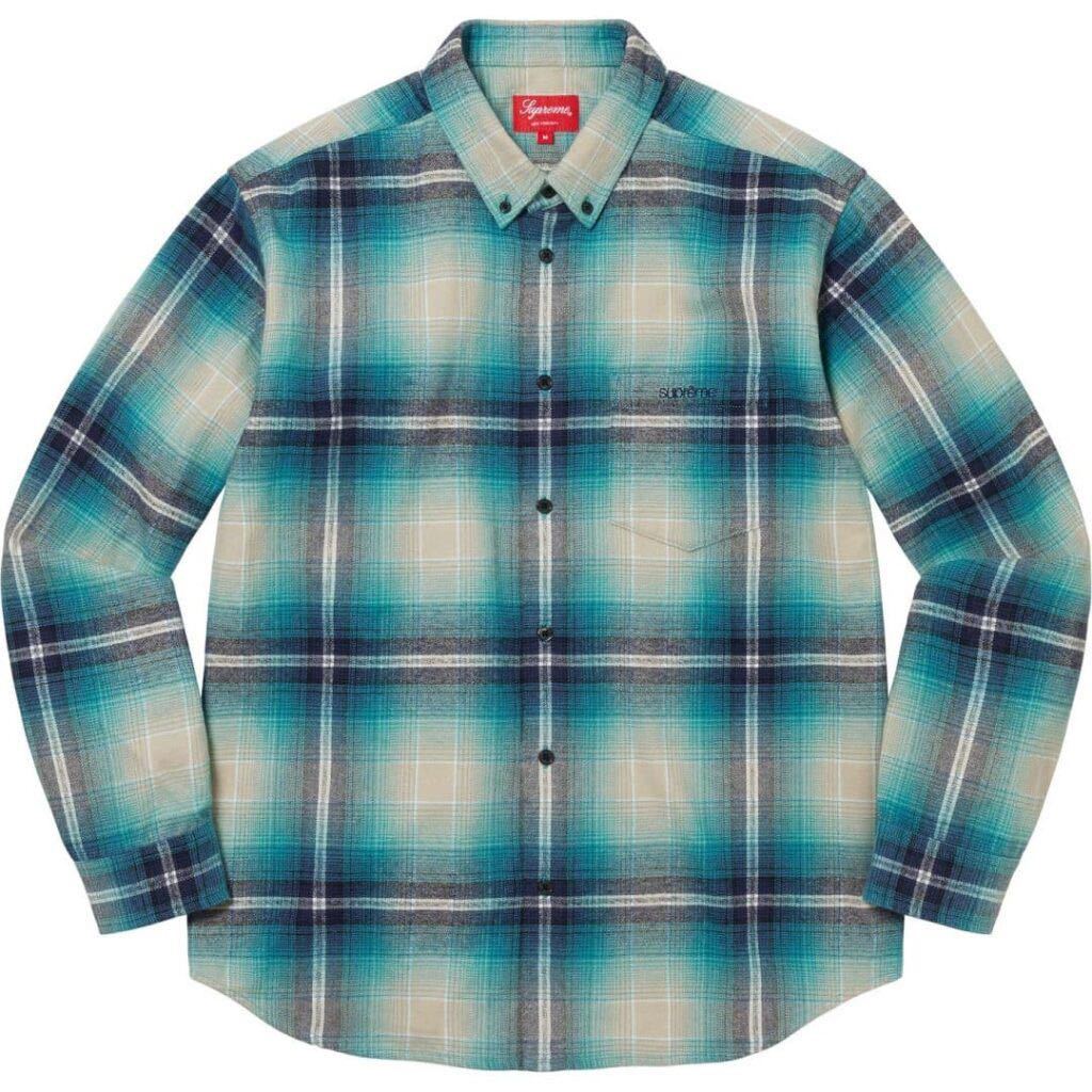 送料無料 S 青 Supreme Shadow Plaid Flannel Shirt Blue シュプリーム 