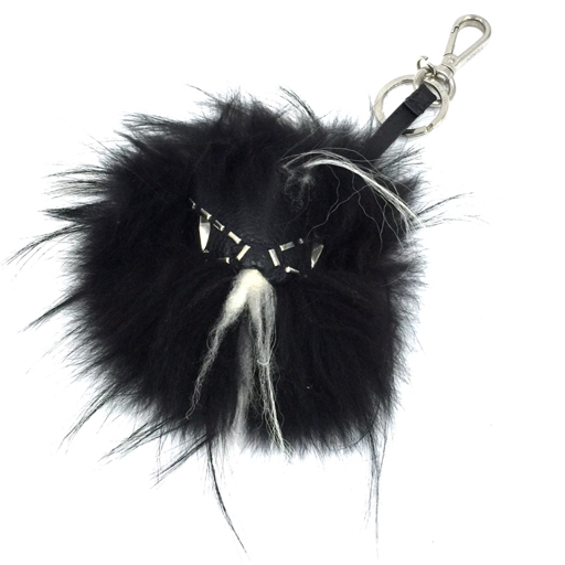 【美品】 FENDI フェンディ バッグチャーム モンスター ファー×レザー フェンディ レザー × ファー スタッズ モンスター チャーム バッグ