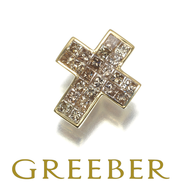 ダイヤペンダントトップ ダイヤモンド クロス ミステリーセッティング K18YG GENJ 大幅値下げ品