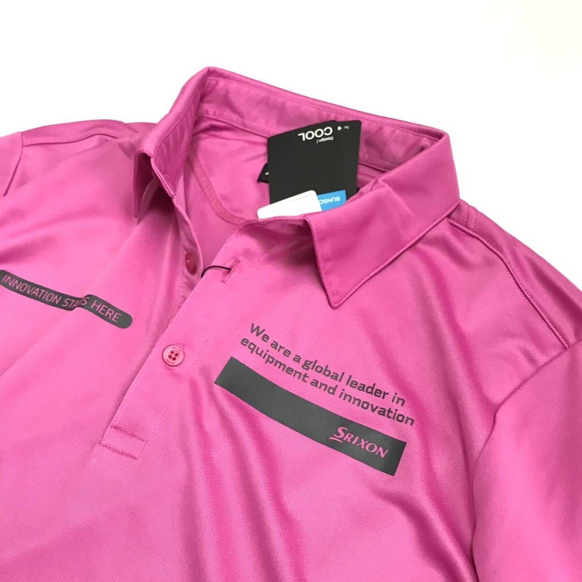 新品【SRIXON by DESCENTE golf 】赤系（メンズLL）スリクソンGOLFワッペン刺繍ロゴ吸汗速乾 半袖ポロシャツ