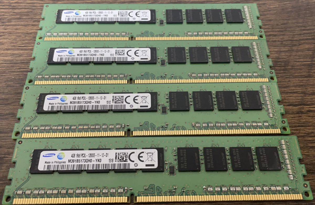 SAMSUNG DDR3 PC3L-12800E 16GB (4GB×4枚) PCメモリ 