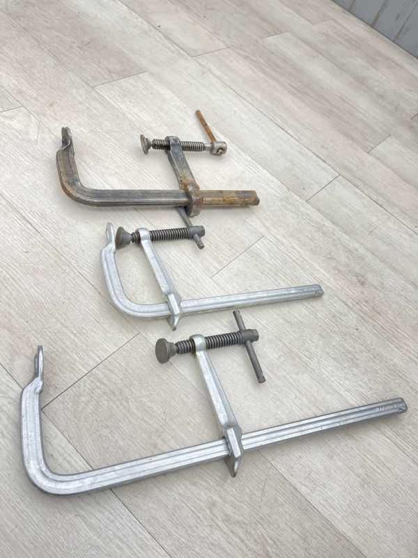 バクマ L型クランプ 400-120/250-120 3個 まとめて 全長50.5/35㎝ 強力型 ハンドツール クランプ 工具 スライドバイス 大工道具 即日配送
