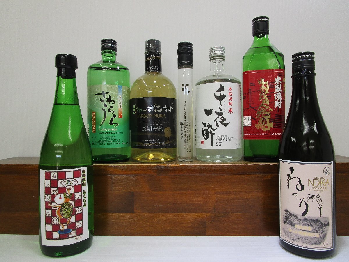 7本セット 焼酎 (米，とうもろこし，長芋，乙類) 90-720ml 20-30% 未開