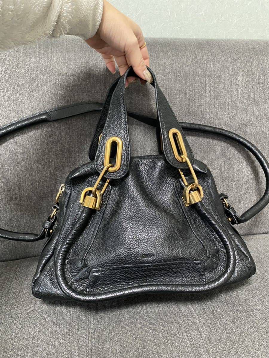良品 美品 Chloe クロエ 2way パラティ S ショルダーバッグ ハンドバッグ Bag カバン ブラック ゴールド金具 レディース レザー 1円〜 人気