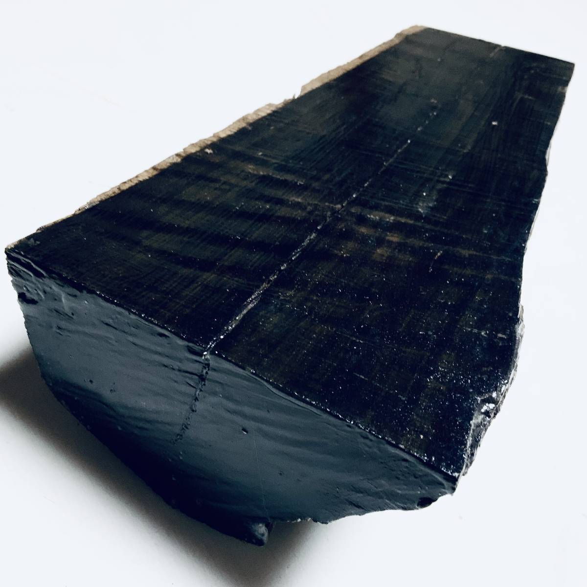 ◆12000円スタート!!◆ 青黒檀 ◆322mm 原木丸太縦引材 2.35kg◆幻の超希少 銘木 最高峰 黒檀【 黒いダイアモンド 唐木 マクルア Ebony 