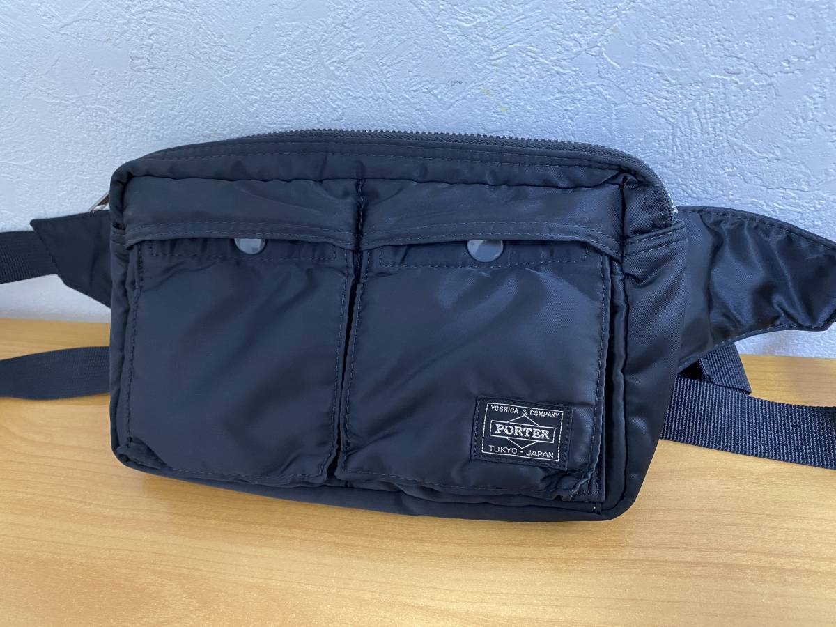 新品同様●希少●吉田カバン ポーター PORTER タンカー ウエストバッグ ショルダーバッグ（s）2way 薄型 黒 斜め掛け可能 黒