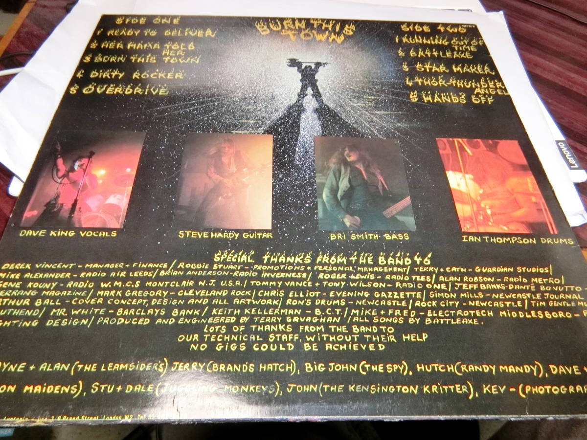 BATTLE AXE/BURN THIS TOWN 輸入盤LPレコード 盤面擦り傷あり NWOBHM MFN8