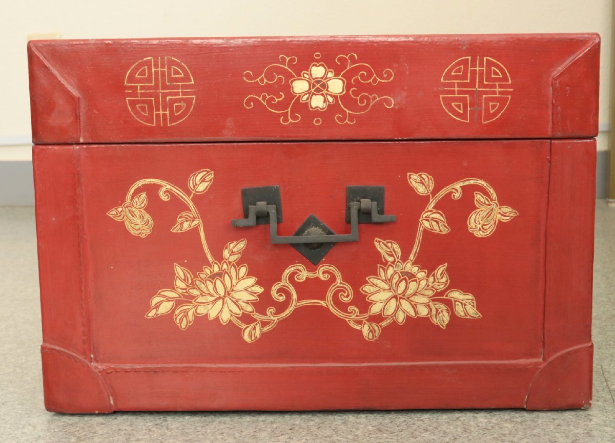 中国の古い漆箱 珍藝軒 物入れ 木箱 唐物 中国美術工芸品(アジア 