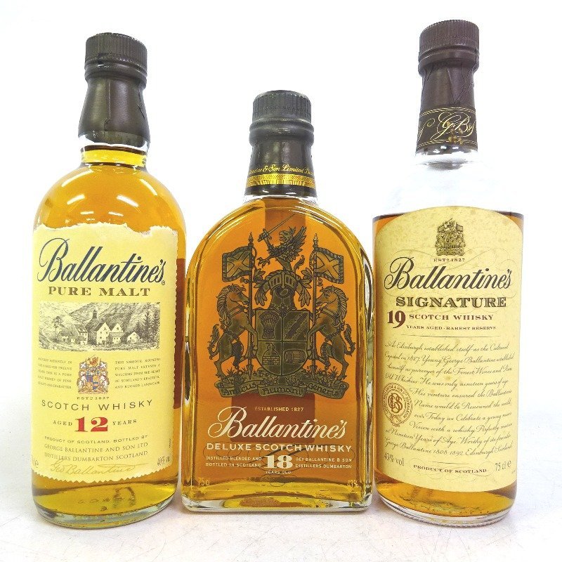 ウイスキー バランタイン 18年/12年 ピュアモルト/19年 シグネチャー 3本セット 700/750ml