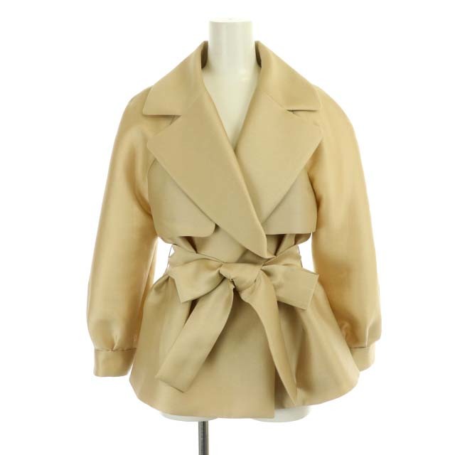未使用品 ルルウィルビー Louｌou Willoughby 22SS シルキーダブルクロスショートトレンチジャケット テーラード 薄手 2 ベージュ