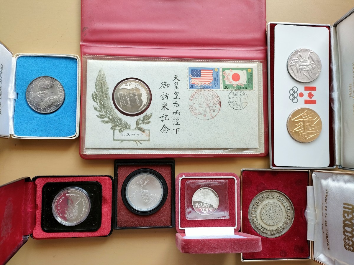 メキシコ銀メダル　天皇皇后両陛下ご訪米記念銀メダル　など　まとめ 天皇皇后両陛下御訪米記念 純銀メダル silver925 メダル 昭和50年 COIN