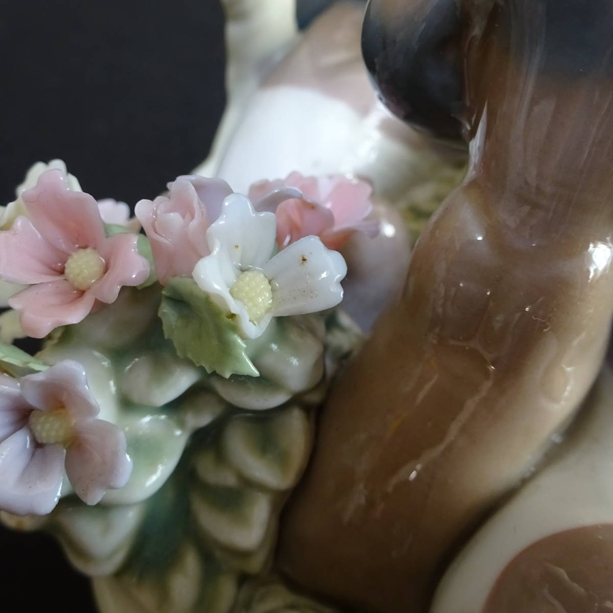 1852072-052】LLADRO リヤドロ 花籠 三つ子の仔犬 フィギュリン 陶器