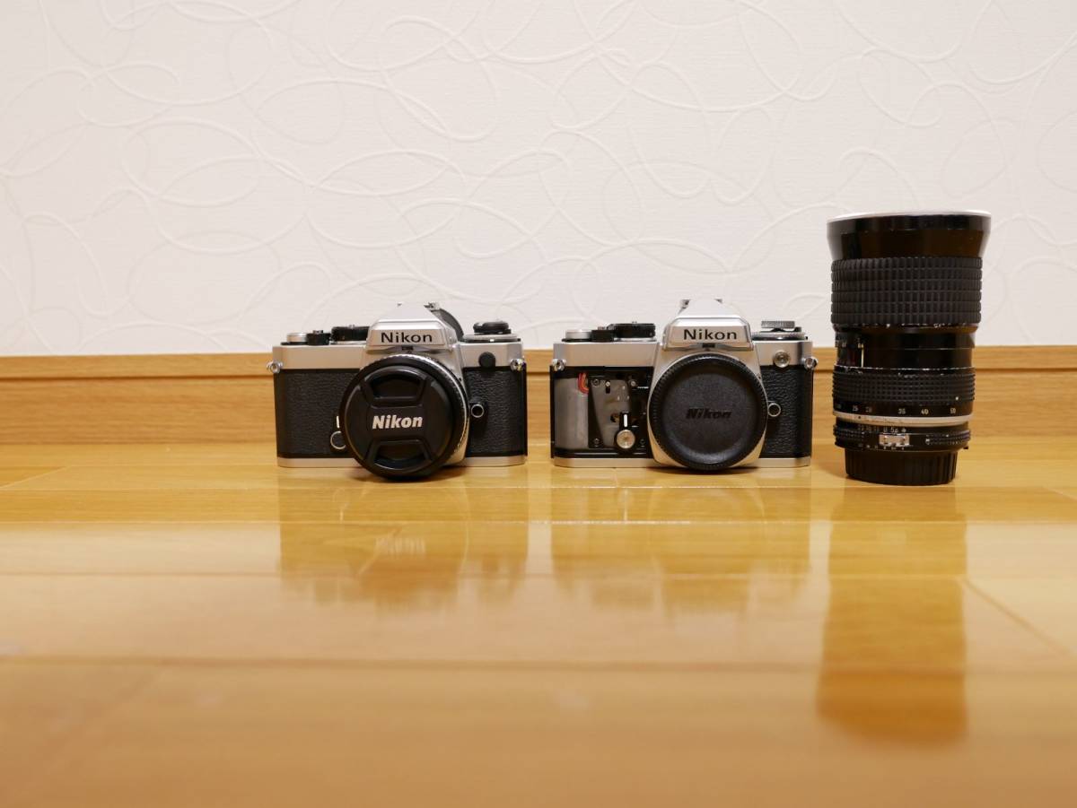NIKON ニコン FE 動作品 レンズ2本とジャンク部品取りボディ