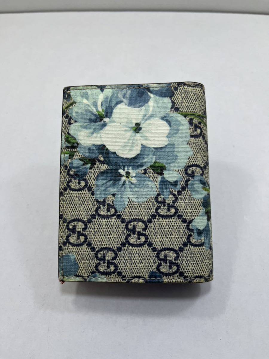 【未使用に近い】 GUCCI グッチ 折り財布 財布 ブルームス 花 フラワー GUCCI グッチ 折財布 花柄 GGブルームス ブルー フローラル 【公式通販】