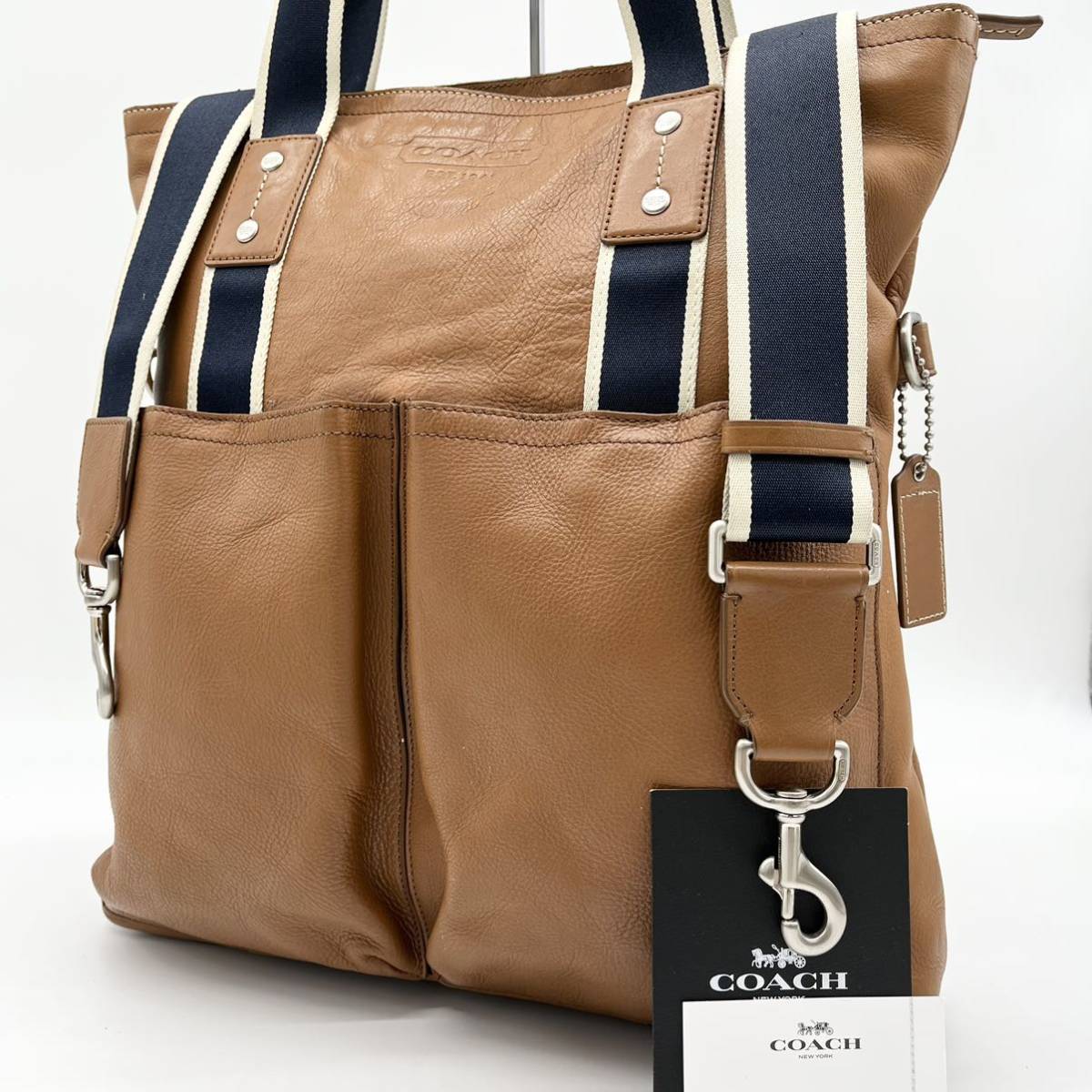 1円【美品】COACH コーチ 2way フォルドオーバー オールレザー メンズ