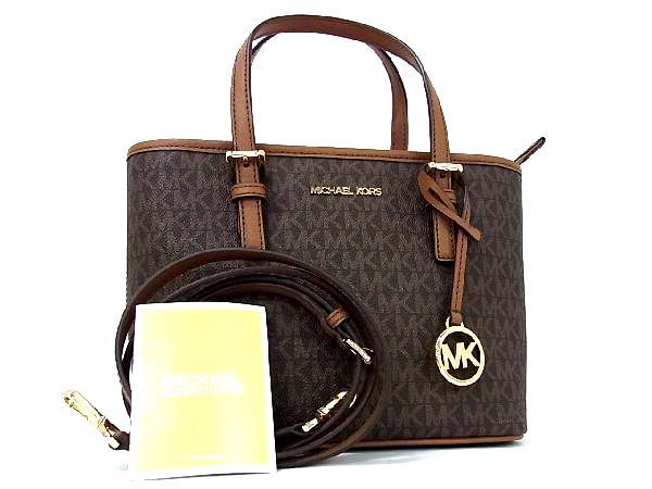 1円 □新品同様□ MICHAEL KORS マイケルコース MK柄 PVC×レザー 2WAY
