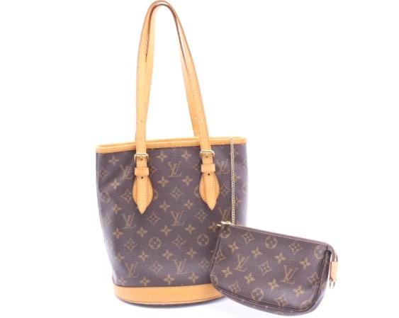 【ト石】 ☆美品☆ LOUIS VUITTON ルイヴィトン プチ バケットPM トートバッグ M42238 ポーチ付き モノグラム EA500EWH25 モノグラム VUITTON LOUIS M5899H ルイヴィトン ショルダー