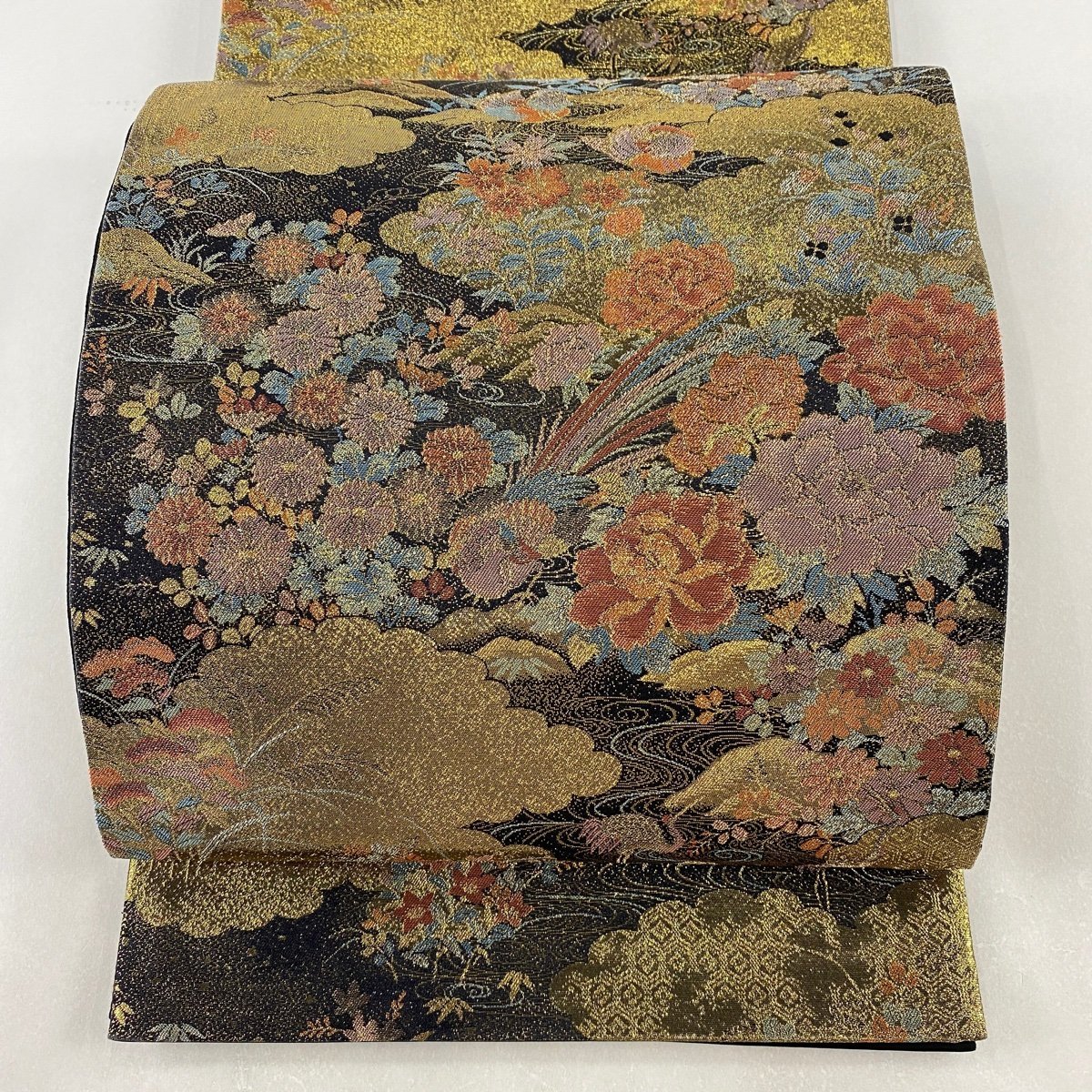 袋帯 秀品 六通 ベージュ 正絹｜中古 名品 袋帯 美品 秀品 雲