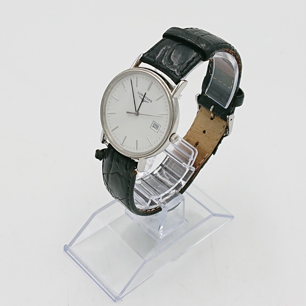 北山3 LONGINES ロンジン メンズ 腕時計 AT 自動巻 ホワイト文字盤 ラウンドフェイス デイデイト 3針 動作未確認 メンズ腕時計