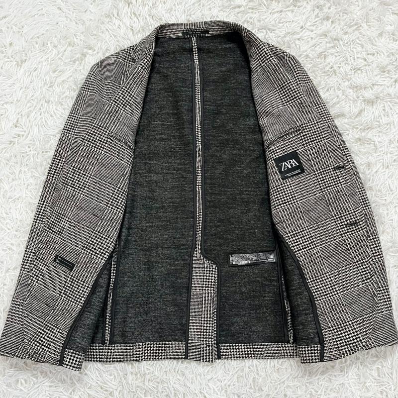 ZARA テーラードジャケット グレンチェック 千鳥格子 2ボタン 背抜き 