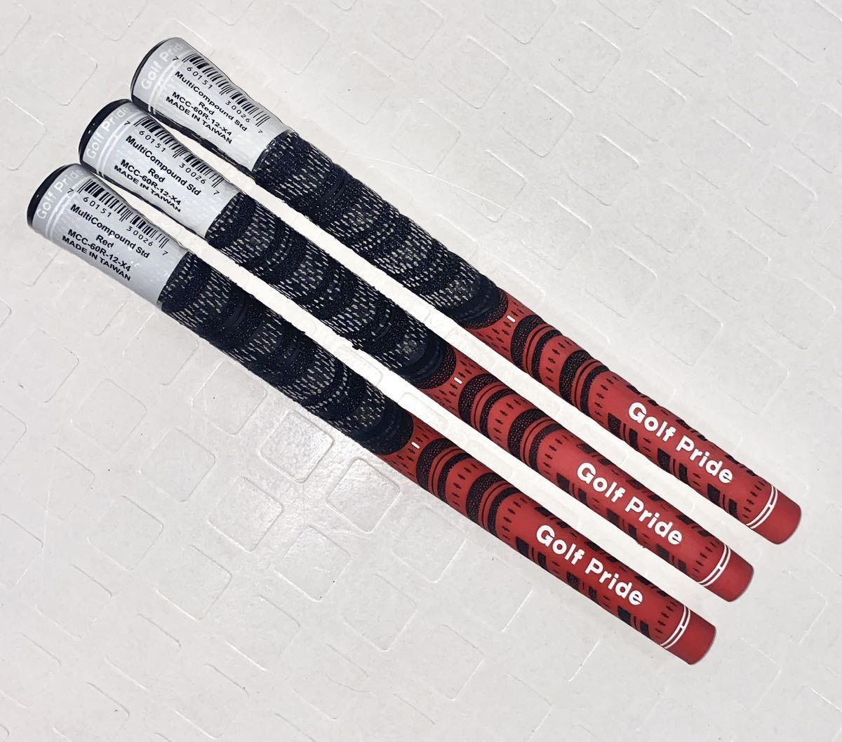 レッド3本　ゴルフプライド MCCグリップ バックライン無し　