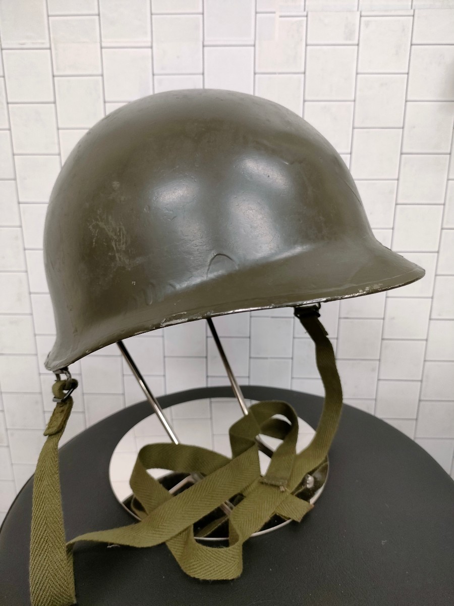 骨董品 陸上自衛隊 防石面バイザー付き ヘルメット 66式鉄帽 日本製M1