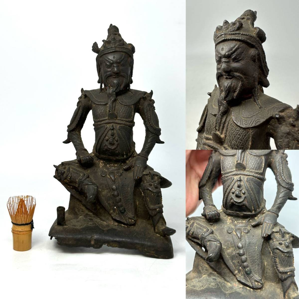 GE】Z255【コレクター所蔵品】時代 塗金銅製仏坐像 /仏 佛 骨董品 時代