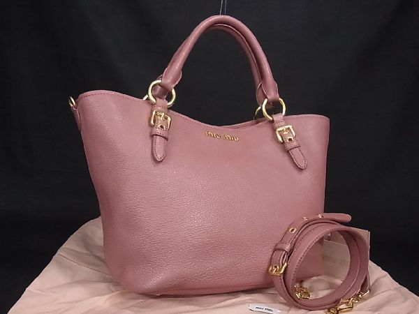 1円 □美品□ miumiu ミュウミュウ RN0886 マドラス レザー 2WAY  