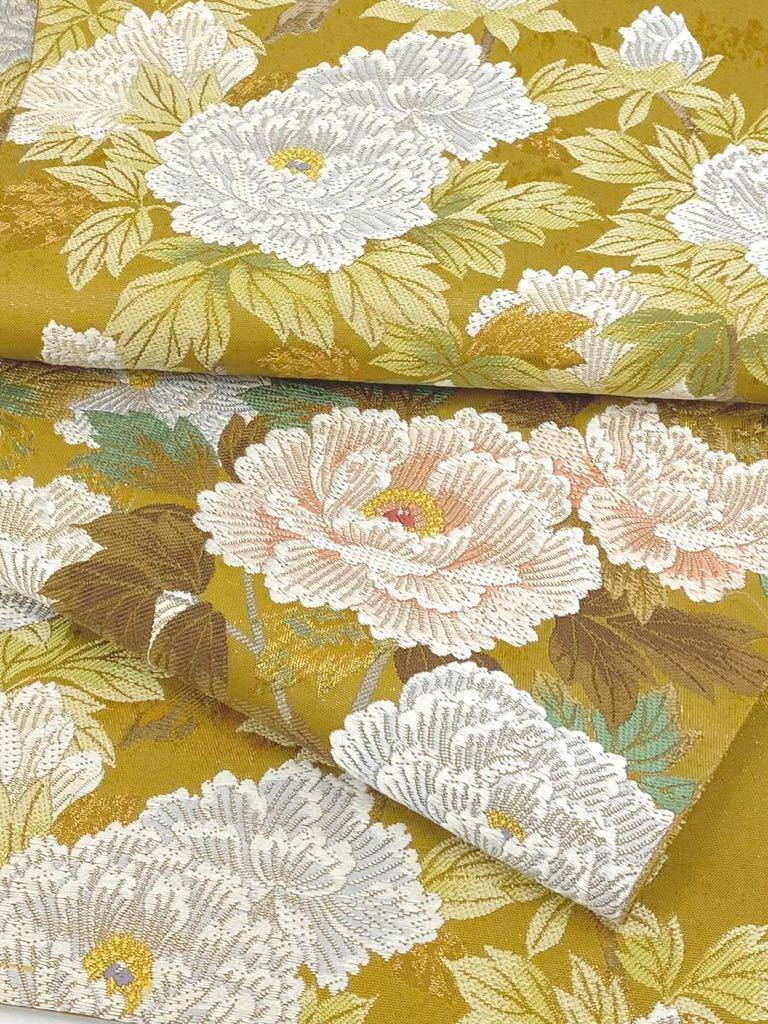 HOT，新品 袋帯 唐織 引箔 富貴華図 牡丹尽くし 金糸 正絹 六通(仕立て上がり)｜売買されたオークション情報、yahooの商品情報をアーカイブ公開 - オークファン 仕立て上がり