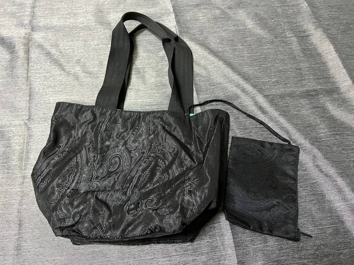 【美品✨】エトロ ペイズリー柄 ハンドバッグ ナイロン 黒 極美品/ETRO/エトロ/ペイズリー柄/ナイロン/トートバッグ/ハンドバッグ