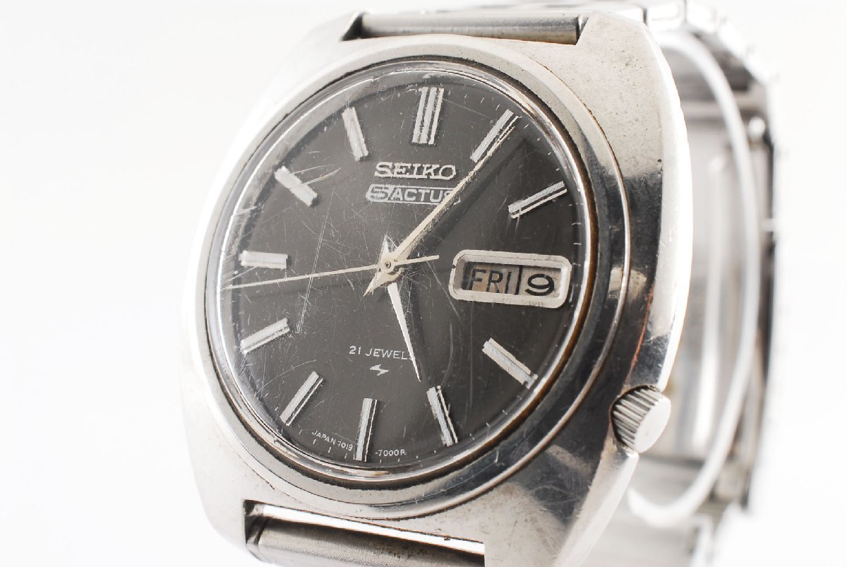 稼働品 セイコー ファイブ アクタス デイデイト ラウンド メンズ 腕時計 自動巻き 7019-7000 SEIKO
