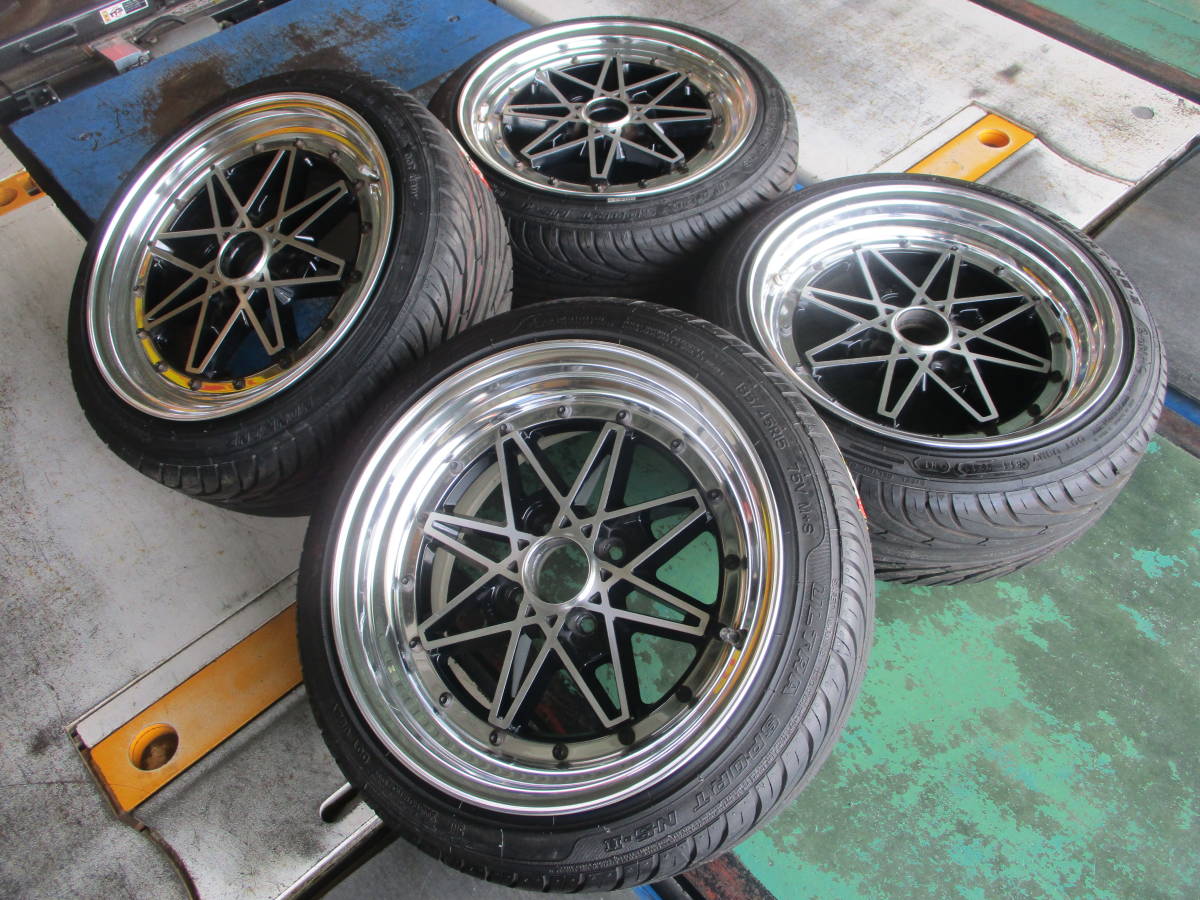 中古+バリ山】WORK エクイップ 03 15x7.5J 4H 100 +41 +26 4本 1台分