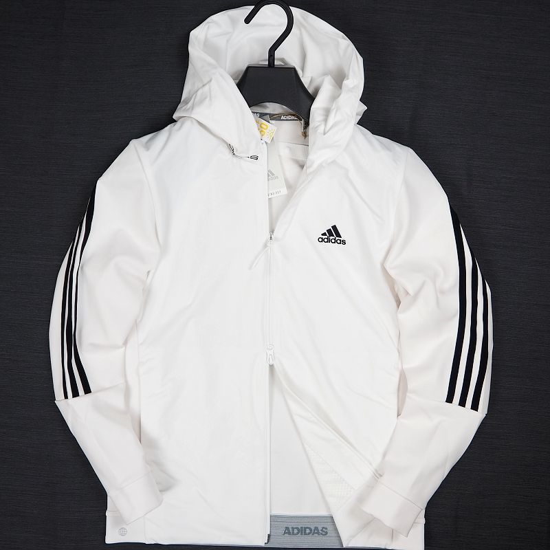 O192 新品 アディダスゴルフ ニットラミネーション ジャケット M ストレッチ パーカー ブルゾン 防風 ゴルフウェア adidas GOLF ホワイト