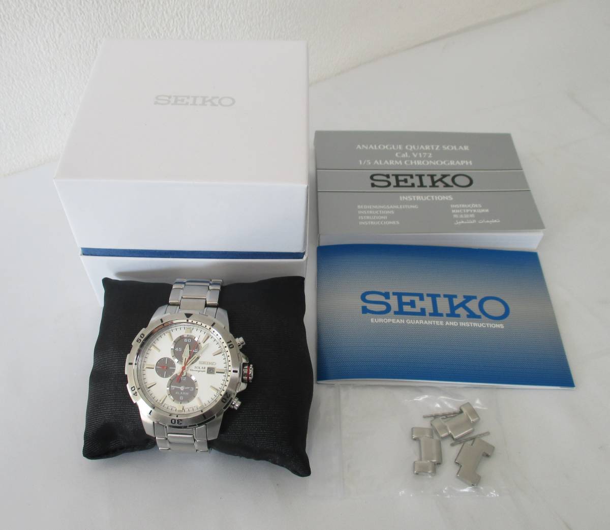 稼働品】SEIKO セイコー V172-0BB0 ソーラー クロノグラフ メンズ 