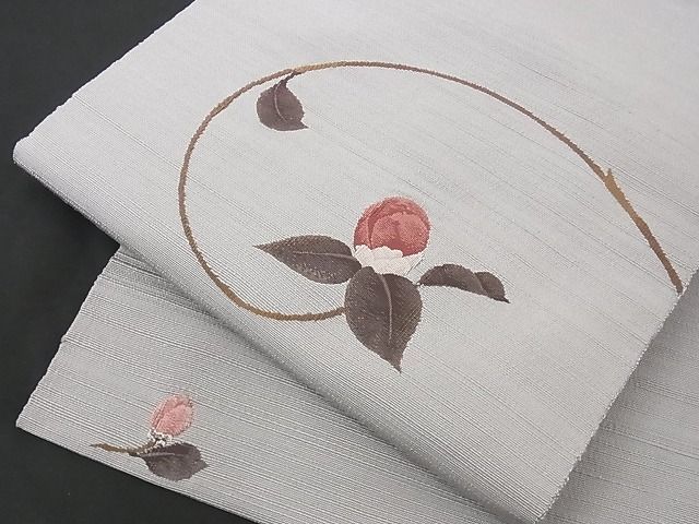 着物屋こころ□八寸名古屋帯 紬地 すくい織 枝花文 正絹