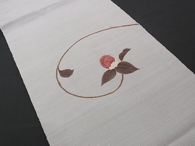 着物屋こころ□八寸名古屋帯 紬地 すくい織 枝花文 正絹