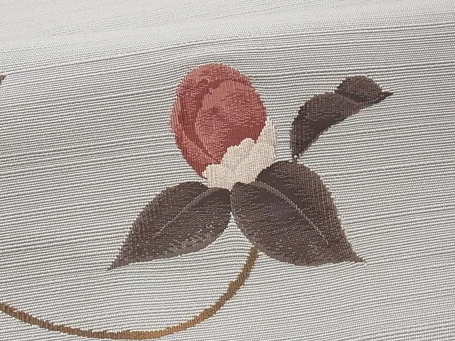 着物屋こころ□八寸名古屋帯 紬地 すくい織 枝花文 正絹