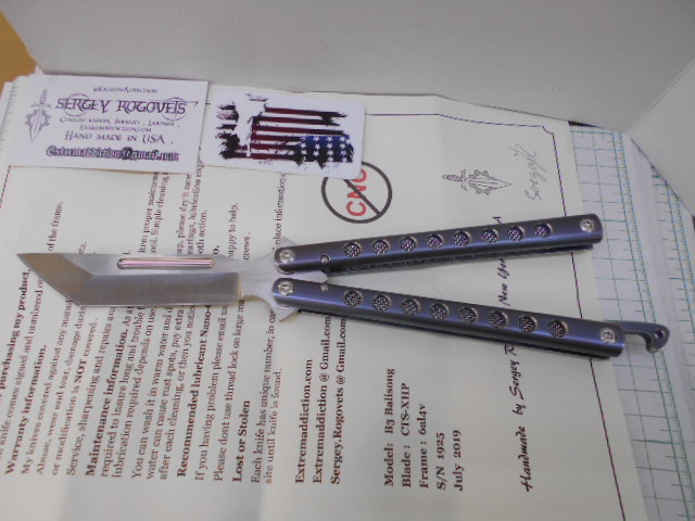 Sergey Rogovets TANTO B3 Balisongナイフ CTS-XHPブレード 115mm